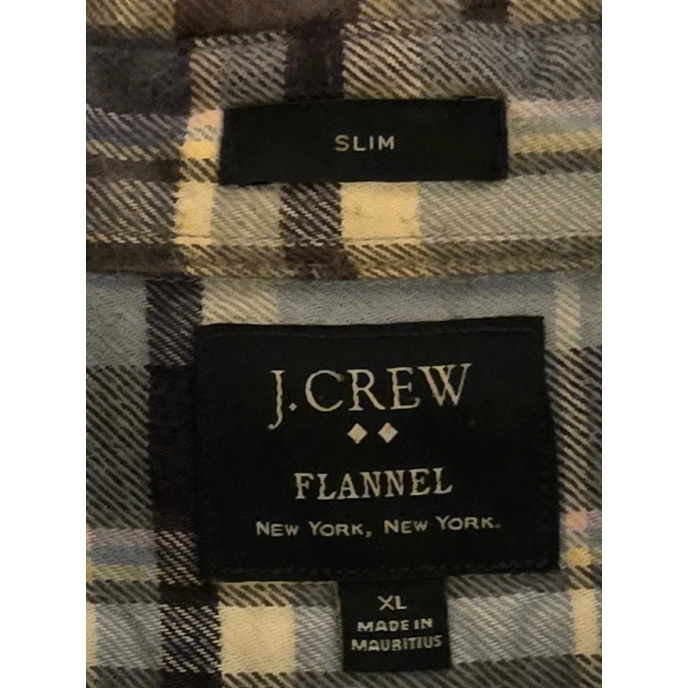 J‎ Crew Slim Fit Plaid Flannel Shirt Mens XL Blue/Gray Cotton Button Down